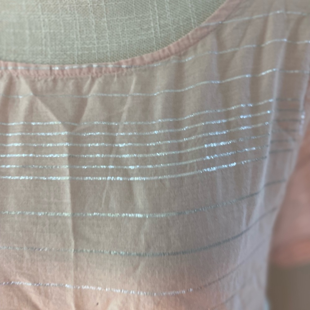 NWT Peyton & Parker Pink Silver Stripe Cotton Midi - Picture 4 of 10